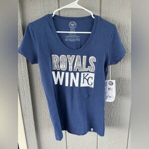 NWT 47 Brand Women’s Kansas City Royals T-shirt Sparkle Scoop Neck size Medium